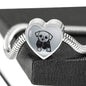Cute Dog Art Print Heart Charm Steel Bracelet