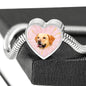 Labrador Retriever Dog Print Heart Charm Steel Bracelet