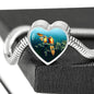 Lovely Parrot Print Heart Charm Steel Bracelet