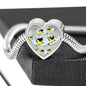 American Goldfinch Bird Print Heart Charm Steel Bracelet