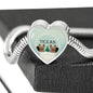 Yorkshire Terrier (Yorkie) Texas Print Heart Charm Steel Bracelet