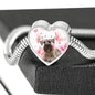 Cesky Terrier Print Heart Charm Steel Bracelet