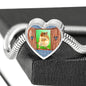 Golden Hamster Art Print Heart Charm Steel Bracelet