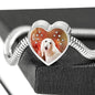 Afghan Hound Dog Print Heart Charm Steel Bracelet