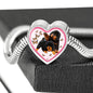 Tibetan Mastiff Dog Print Heart Charm Steel Bracelet