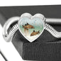 Corydoras Paleatus Fish Print Heart Charm Steel Bracelet