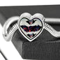American Flag Skull Print Heart Charm Steel Bracelet