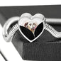 Dalmatian Dog Art Print Heart Charm Steel Bracelet