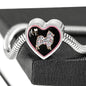 Pomeranian Dog Love Print Heart Charm Steel Bracelet