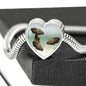 Oscar Fish Print Heart Charm Steel Bracelet