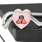 St. Bernard Dog Print Heart Charm Steel Bracelet