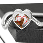 Bengal Cat Print Heart Charm Steel Bracelet