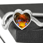 Gouldian Finch (Rainbow Finch) Print Heart Charm Steel Bracelet