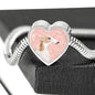 Borzoi Dog Print Heart Charm Steel Bracelet