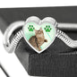 American Bobtail Print Heart Charm Steel Bracelet
