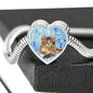 Maine Coon Cat Print Heart Charm Steel Bracelet