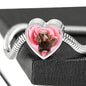 Boykin Spaniel Print Heart Charm Steel Bracelet