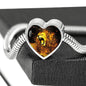 Roaring Lion Art Print Heart Charm Steel Bracelet