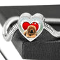 Tibetan Mastiff Print Heart Charm Steel Bracelet