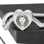 Lion Black&White Art Print Heart Charm Steel Bracelet