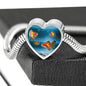 Common Goldfish Print Heart Charm Steel Bracelet