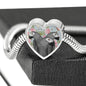 African Grey Parrot Print Heart Charm Steel Bracelet