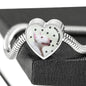 Bull Terrier Print Heart Charm Steel Bracelet