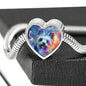 Yorkie Art Print Heart Charm Steel Bracelet
