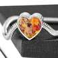 Bullmastiff Print Heart Charm Steel Bracelet