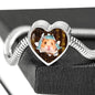 Syrian Hamster Print Heart Charm Steel Bracelet