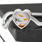 Mollies Fish Print Heart Charm Steel Bracelet