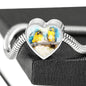 Blue And Yellow Macaw Parrot Art Print Heart Charm Steel Bracelet