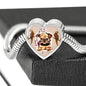 Brussels Griffon Dog Print Heart Charm Steel Bracelet