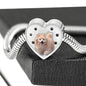 Cute Pomeranian Print Heart Charm Steel Bracelet