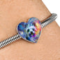 Yorkie Art Print Heart Charm Steel Bracelet