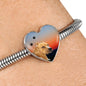 Staffordshire Bull Terrier Print Heart Charm Steel Bracelet
