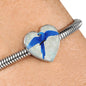 Hyacinth Macaw Parrot Art Print Heart Charm Steel Bracelet