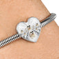 Cute Old English Sheepdog Dog Print Heart Charm Steel Bracelet