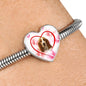 Basset Hound Print Heart Charm Bracelet