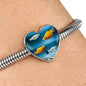 Common Molly Fish Print Heart Pendant Steel Bracelet