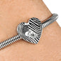 Black&White Snake Print Heart Charm Steel Bracelet