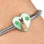 Belgian Malinois Print Heart Charm Steel Bracelet