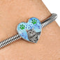 Cute American Shorthair Print Heart Charm Steel Bracelet