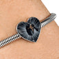 Bluetick Coonhound Dog Print Heart Charm Steel Bracelet