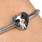 Cow Print Heart Charm Steel Bracelet