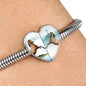 Lusitano Horse Print Heart Charm Steel Bracelet