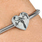 Parrot Vector Art Print Heart Charm Steel Bracelet