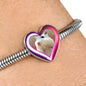 Campbell Dwarf Hamster Print Heart Charm Steel Bracelet