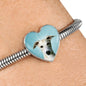 Whippet Dog Print Heart Charm Steel Bracelet