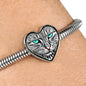 Blue Eyes Cat Print Heart Charm Steel Bracelet